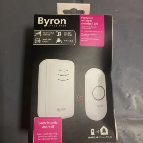 BOXED BYRON PORTABLE WIRELESS DOORBELL SET