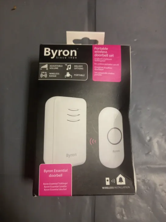 BOXED BYRON PORTABLE WIRELESS DOORBELL SET