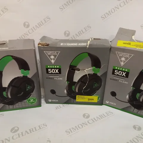 BOX OF 3 TURTLE BEACH RECON 50X WIRED GAMING HEADSETS FOR XBOX