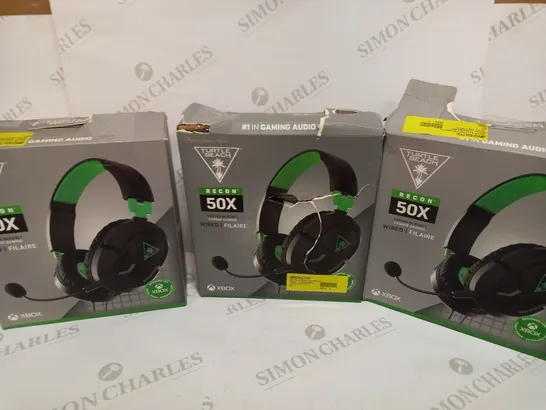 BOX OF 3 TURTLE BEACH RECON 50X WIRED GAMING HEADSETS FOR XBOX