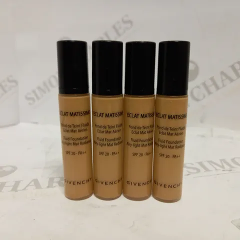 LOT OF 4 GIVENCHY ECLAT MATISSIME FLUID FOUNDATION IN MAT INGER (4 X 10ML)