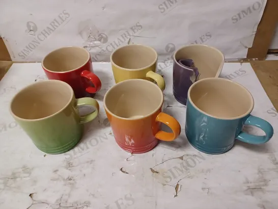 LE CREUSET STONEWARE RAINBOW COFFEE MUGS, 350 ML, SET OF 6