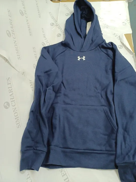 UNDER ARMOUR LOGO NAVY HOODIE - KIDS 11-12