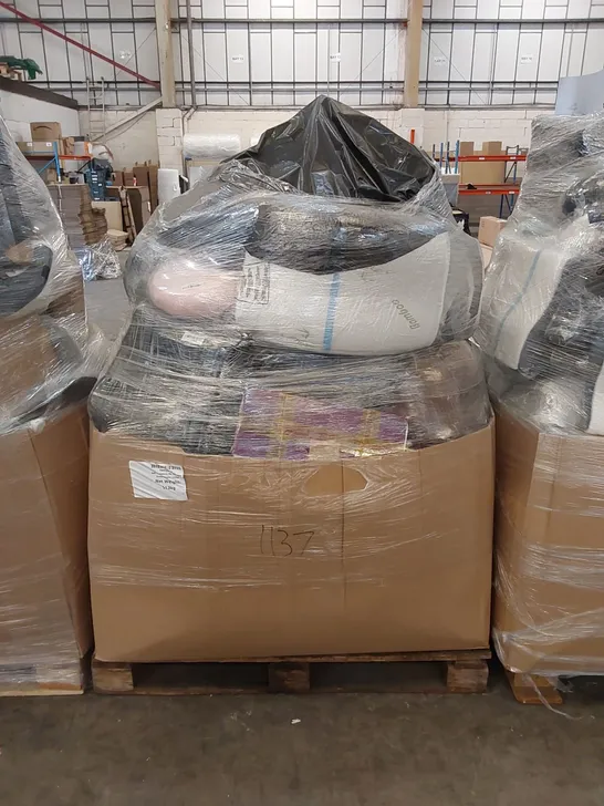 PALLET OF ASSORTED BEDROOM AND COMFORT BASED PRODUCTS TO INCLUDE; PILLOWS, SUPPORT SEAT CUSHIONS AND SIMILARLY RELATED GOODS