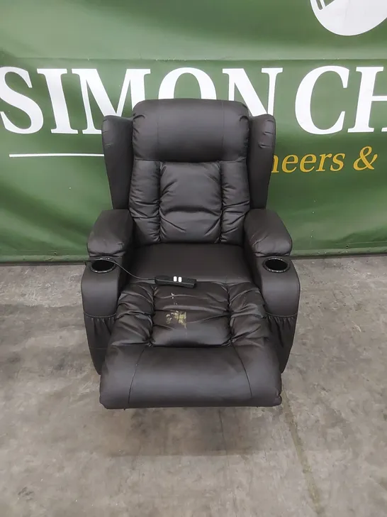 DESIGNER LEATHER MATCH ELECTRIC LIFT ASSIST RECLINER WITH HEAT AND MASSAGE FUNCTION 