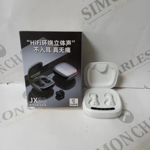 BOXED JX80 WIRELESS EARBUDS IN WHITE