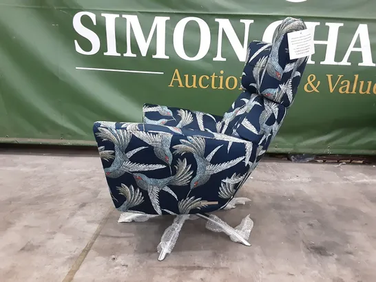 QUALITY BRITISH MANUFACTURED DESIGNER THE LOUNGE CO. JACOB CHAIR LOR288 PARADISE BIRD NAVY 
