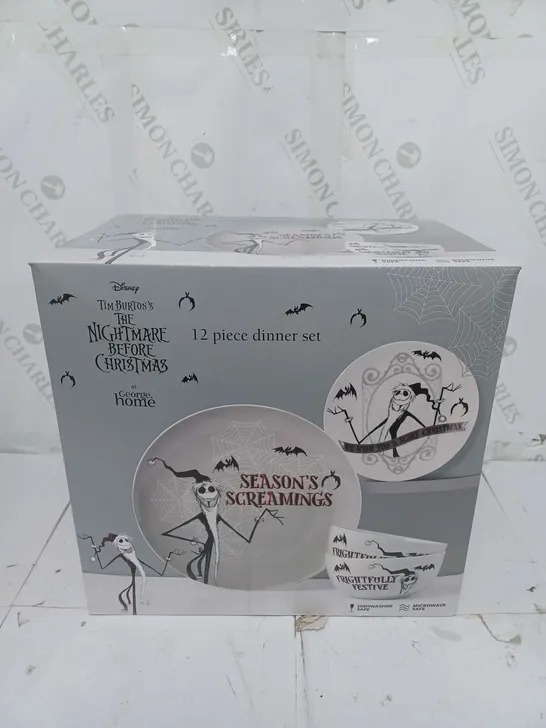 BOXED AND BRAND NEW NIGHTMARE BEFORE CHRISTMAS DINNER SET - 12 PIECE SET 