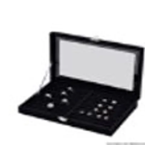 24 PORTABLE VELVET RING BOXES WITH GLASS WINDOW (HALF BIG & SMALL RING ROWS) (SIZE - 29X18X4 CM) - BLACK