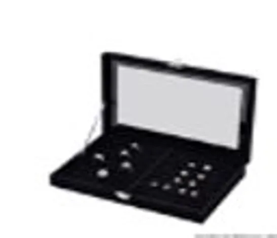 24 PORTABLE VELVET RING BOXES WITH GLASS WINDOW (HALF BIG & SMALL RING ROWS) (SIZE - 29X18X4 CM) - BLACK