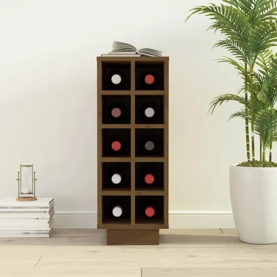 BOXED LAAKKONEN 10 BOTTLE SOLID WOOD FLOORSTANDING CABINET