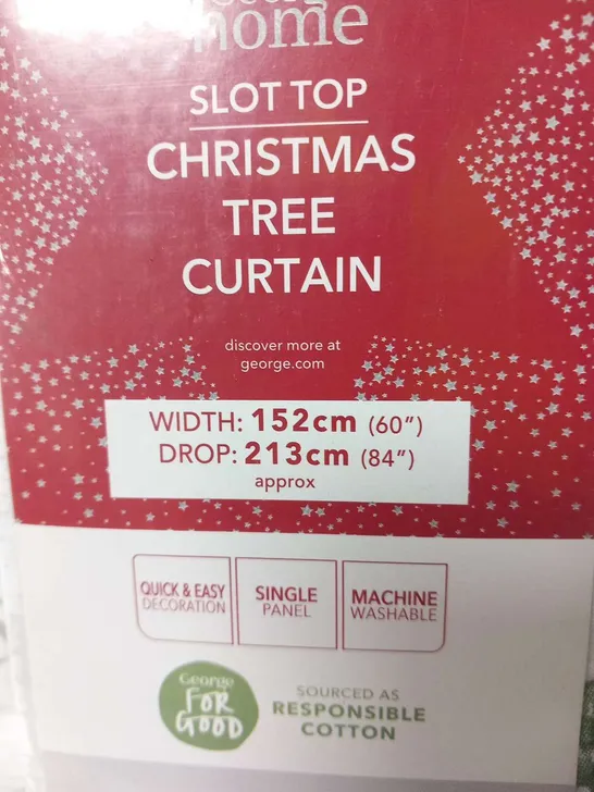 APPROXIMATELY 28 BRAND NEW HOME SLOT TOP CHRISTMAS TREE CURTAIN SETS APPROXIMATE WIDTH 152CM DROP 213CM