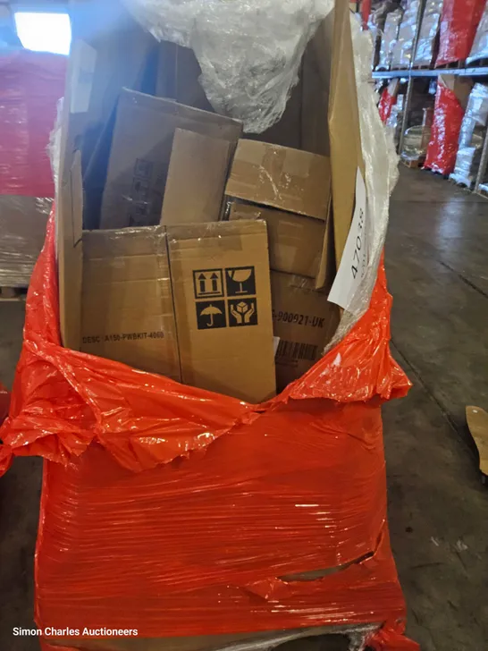 PALLET OF ASSORTED ITEMS, INCLUDING, CHRISTMAS TREES, 15cm MEMORY FOAM MATTRESS, WHITEBOARD, TWIN DEEP FAT FRYER.