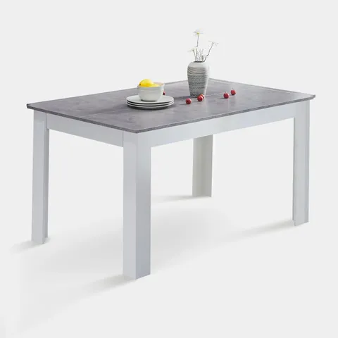 BOXED WHITE FRAME CONCRETE EFFECT DINING TABLE