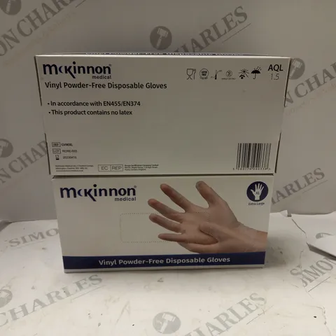 LOT OF 2 MCKINNON VINYL POWDER-FREE DISPOSABLE GLOVES 90-PIECE PACKS