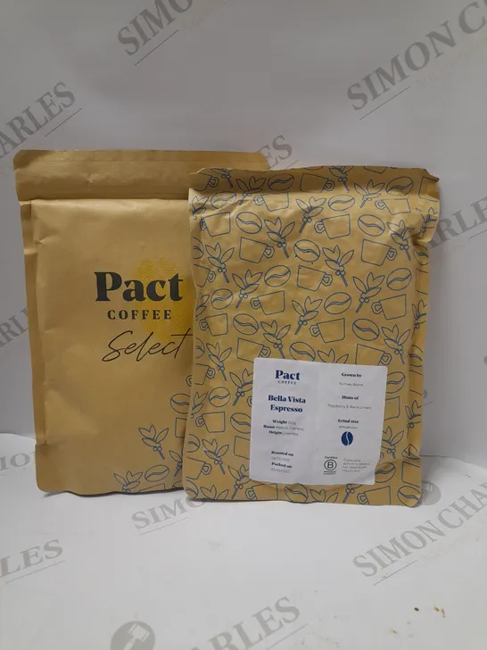 LOT OF 9 X 250G PACT COFFEE SELECT BELLA VISTA MEDIUM ESPRESSO - RASPBERRY & BLACK CURRENT