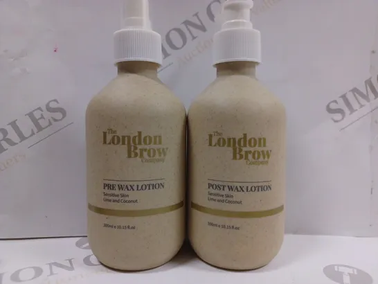 BOX OF 2 THE LONDON BROW PRODUCTS TO INCLUDE PRE WAX LOTION & POST WAX LOTION 