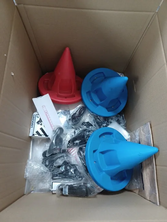 LARGE BOX OF ASSORTED ITEMS TOO INCLUDE HEAT WIRE , WALL PLUGS , KEYBOARDS , ETC - COLLECTION ONLY 