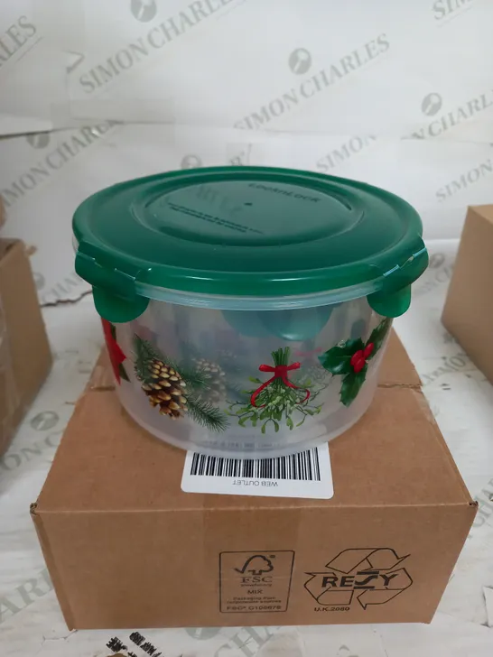 SET OF 4 LOCKNLOCK CHRISTMAS PLASTIC STORAGE BOXES 