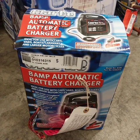 BOXED CLARKE 8 AMP AUTOMATIC BATTERY CHARGER 