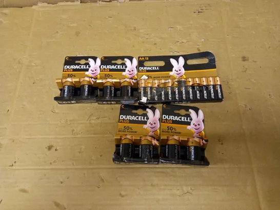 LOT OF 5 ASSORTED PACKS OF DURACELL BATTERIES IN VARIOUS SIZES