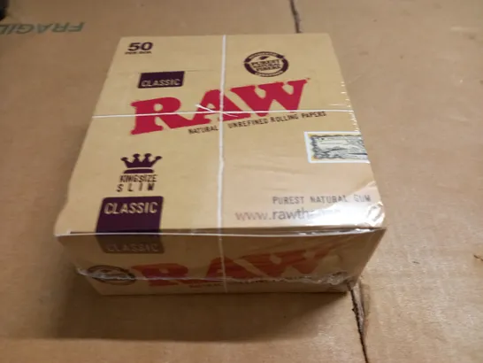 SEALED 50-PACK BOX OF RAW CLASSIC KINGSIZE RIZLAS