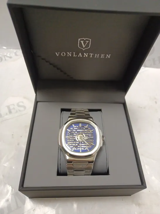 MENS VONLANTHEN AUTOMATIC WATCH SKELETON DIAL WITH STAINLESS STEEL STRAP