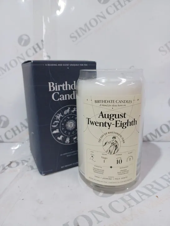 BOXED BIRTHDATE CANDLE - AUGUST TWENTY-EIGHTH