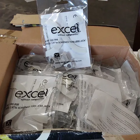 BOX OF APPROXIMATELY 100x BAGGED EXCEL CAT5e SCREENED TOOLLESS JACKS