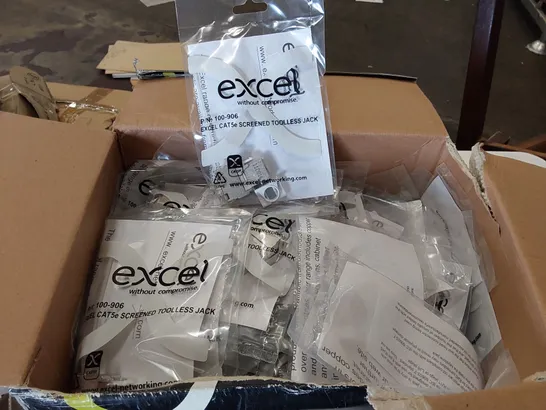 BOX OF APPROXIMATELY 100x BAGGED EXCEL CAT5e SCREENED TOOLLESS JACKS