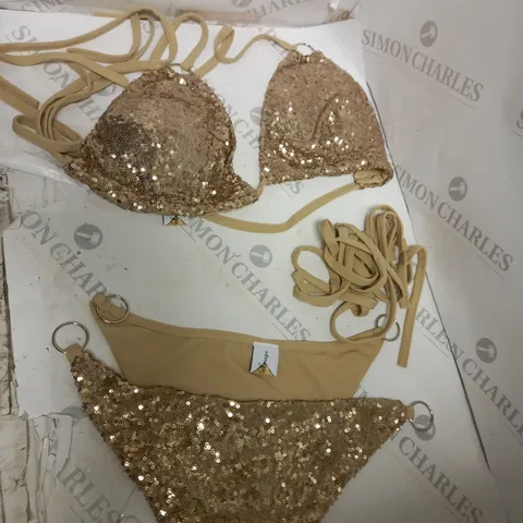 BRAND NEW MIRROR IMAGE BEIGE SEQUIN BIKINI X 8