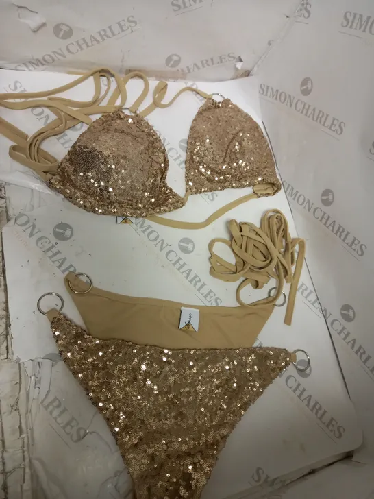 BRAND NEW MIRROR IMAGE BEIGE SEQUIN BIKINI X 8