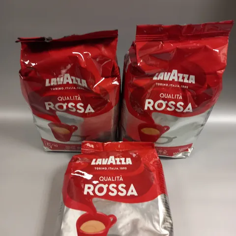 3 X SEALED LAVAZZA QUALITA ROSSA COFFEE BEANS PACKS - 3 X 1KG 