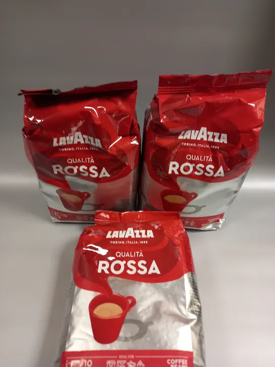 3 X SEALED LAVAZZA QUALITA ROSSA COFFEE BEANS PACKS - 3 X 1KG 