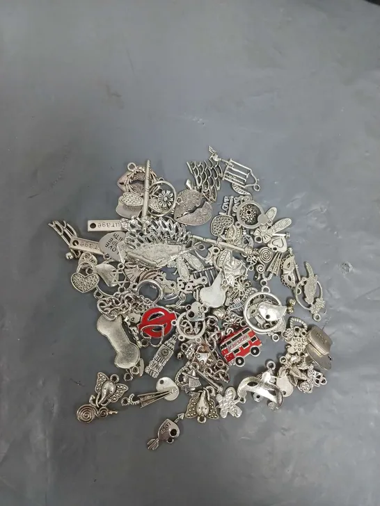 LARGE QUANTITY OF SILVER CHARMS FOR BRACELETS 