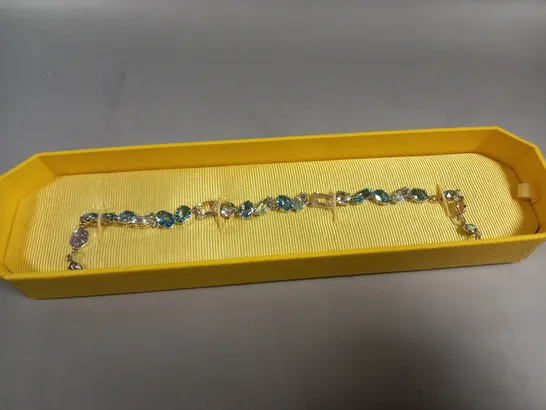 SWAROVSKI GEMA MIXED CUT BLUE RHODIUM PLATED BRACELET