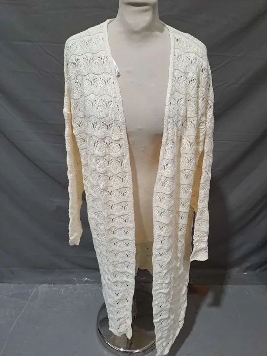 APRICOT OPEN CARDIGAN IN CREAM SIZE 14