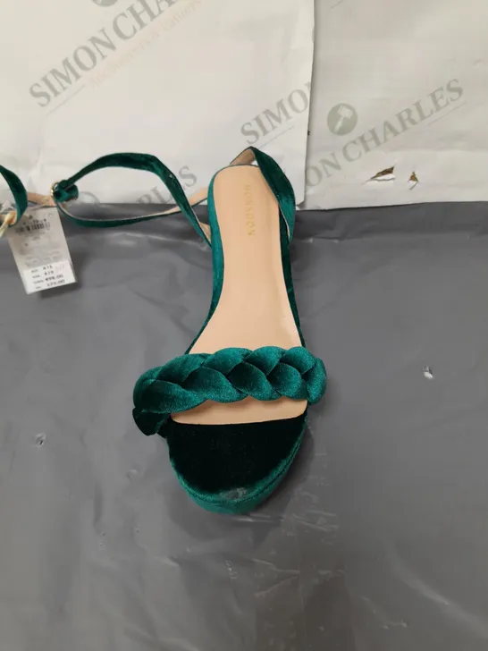 MONSOON LADIES OPEN TOE SANDALS GREEN VELVET SIZE 6