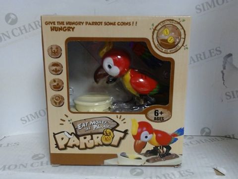 EAT THE MONEY PARROT MONEY BANK - COLOURS MAY VARY (RED/GREEN) - BRAND NEW SEALED 