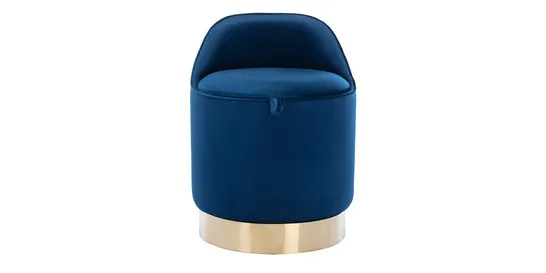 BOXED BLUE VELVET STORAGE FOOTSTOOL (1 BOX)