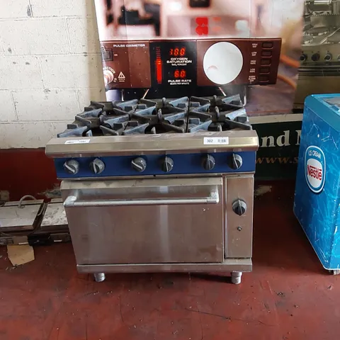 LARGE COMMERCIAL STAINLESS STEEL 6 BURNER GAS OVEN