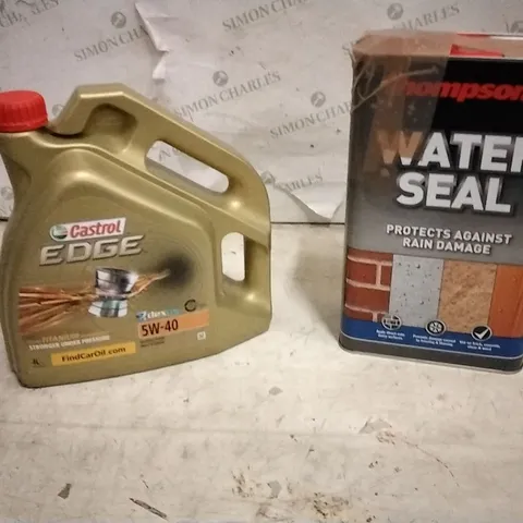 TOTE CONTAINING WATER SEAL AND MOTOR OIL