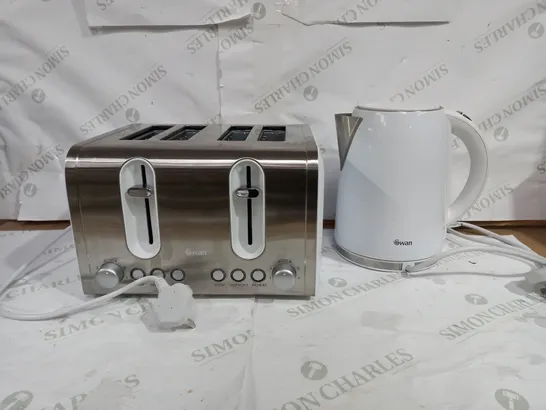 SWAN KETTLE & TOASTER 4-SLICE TWIN PACK - WHITE RRP £49.99