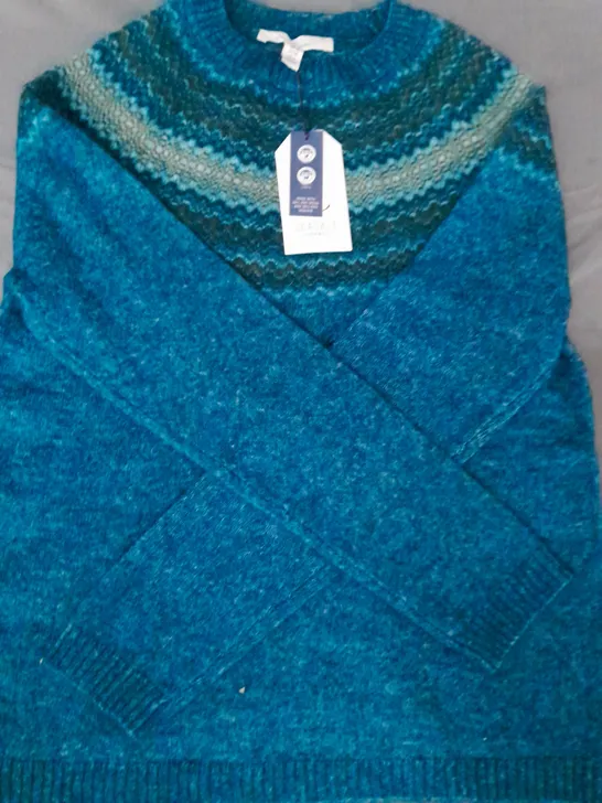 SEASALT CORNWALL SPRUCE FROST JUMPER IN BLUE MULTI SIZE UK 10