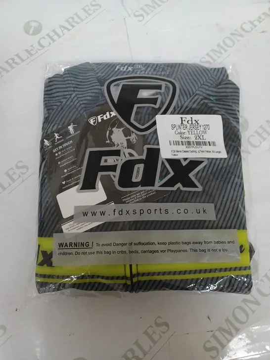 FDX SPLINTER JERSEY IN GREY AND YELLOW IN SIZE 2XL 