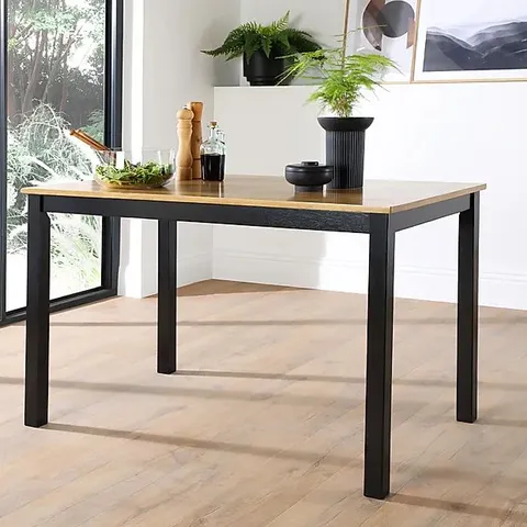 BOXED DINING TABLE 120CM OAK AND BLACK