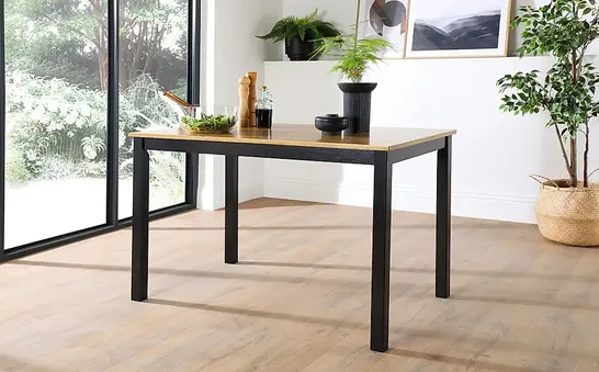 BOXED DINING TABLE 120CM OAK AND BLACK