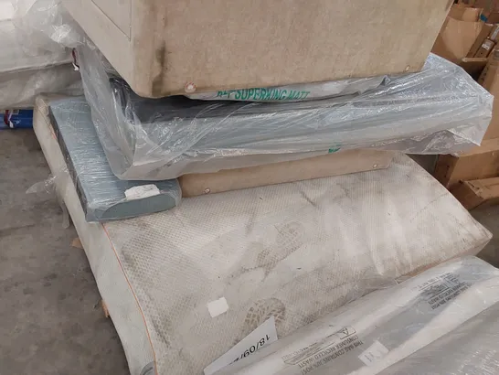 PALLET OF ASSORTED BED PARTS - DIVAN BASE PARTS, HEADBOARDS AND A MATTRESS 