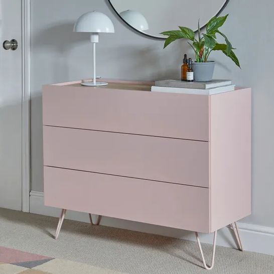 BOXED PENELOPE 3 DRAWER CHEST BLUSH PINK (1 BOX)