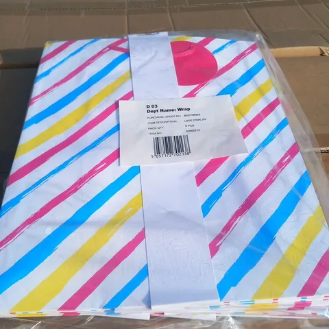 PALLET OF APPROXIMATELY 12 BOXES OF 120 PACKS OF LARGE STRIPE GIFT BAGS